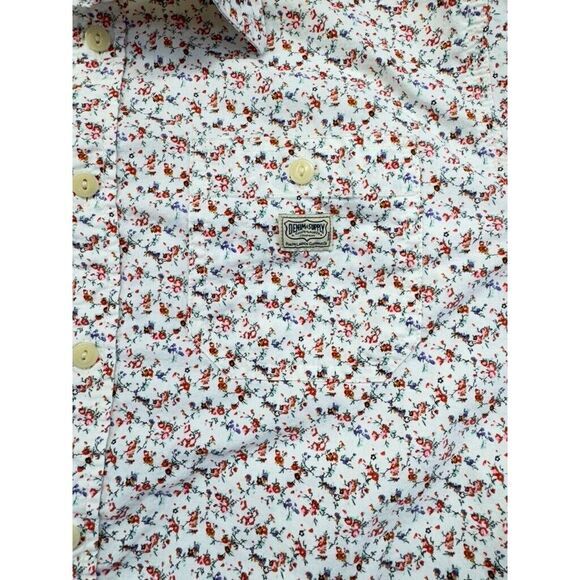 Ralph Lauren Mens Large Shirt Top White Red Floral Button Collar Cotton Casual - Picture 4 of 9